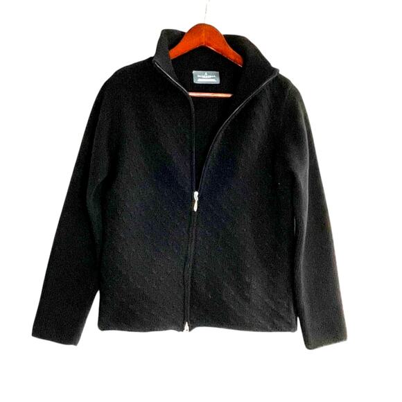 Marchbrae Women’s Black Full Zip 100% Pure New Wool Sweater s/M Made in Scotland - Picture 3 of 7